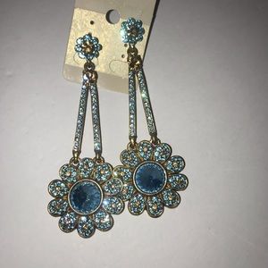 Baby blue flower drop earrings